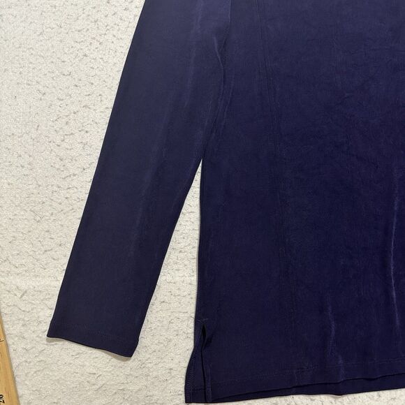 Chico's 0 Women's Small V-Neck Cold Shoulder Purple Long Sleeve Acetate Blouse - Picture 6 of 12